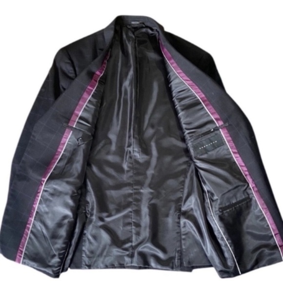 Mens Windowpane Blazer Blue Sean John Sport Coat Wool Size 42R - Picture 7 of 9